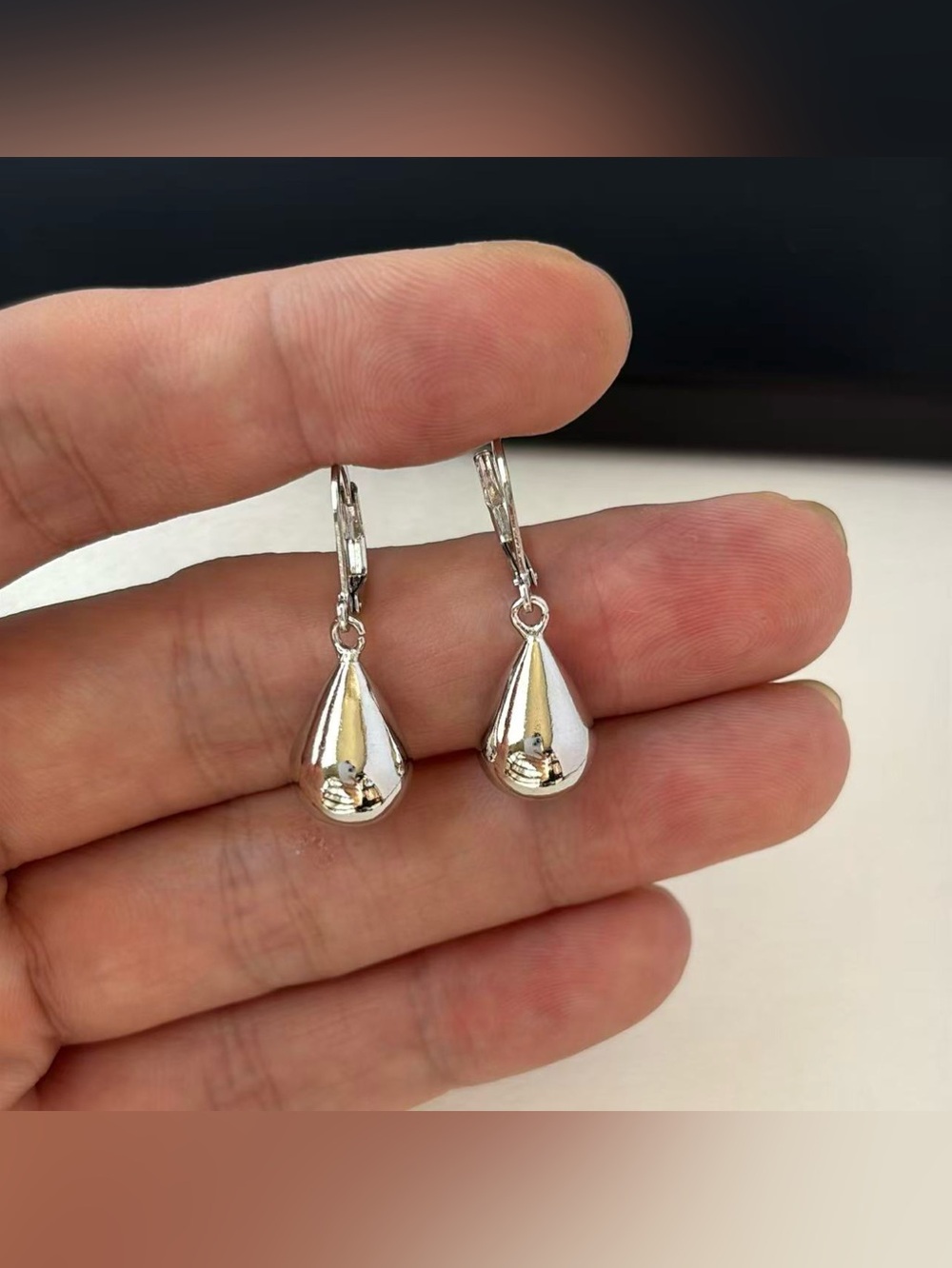 Leverback Metal Ball Teardrop Shape Dangle Drop Earrings for Women